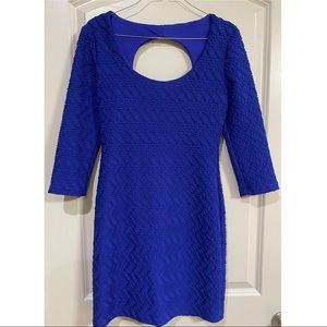 B. Darlin Blue Textured Dress w/ open back
